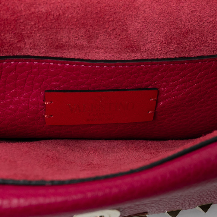 Valentino Pink Grained Calfskin Rockstud FlipLock Crossbody Bag