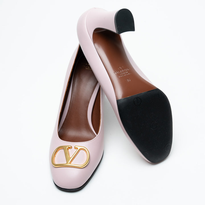 Valentino Pink Leather VLogo Pumps Size 36