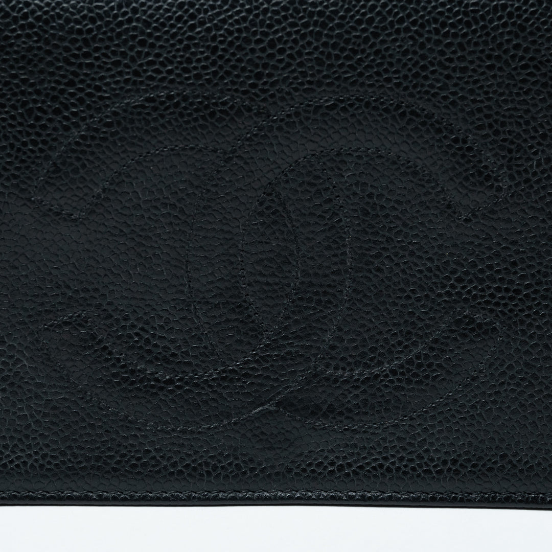 Pre-Loved Chanel™ Black Caviar Leather Vintage Wallet on Chain