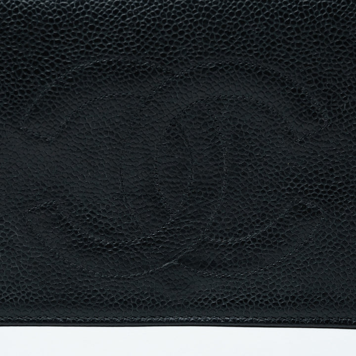 Pre-Loved Chanel™ Black Caviar Leather Vintage Wallet on Chain