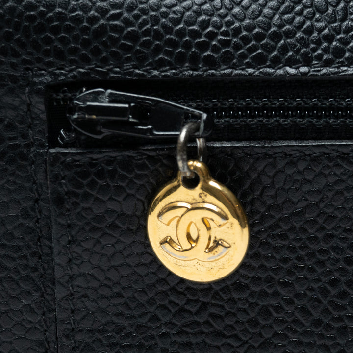 Pre-Loved Chanel™ Black Caviar Leather Vintage Wallet on Chain