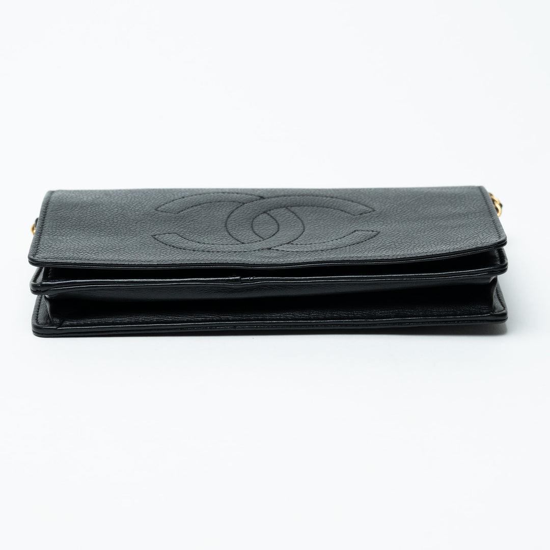 Pre-Loved Chanel™ Black Caviar Leather Vintage Wallet on Chain