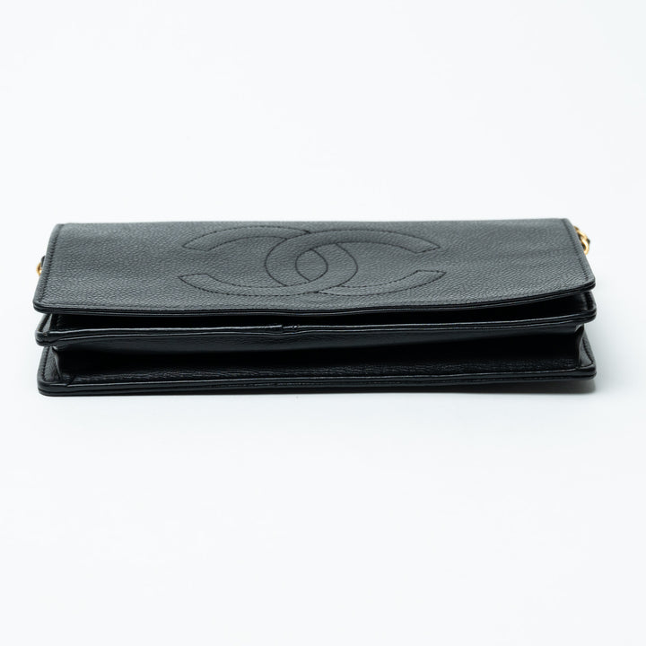 Pre-Loved Chanel™ Black Caviar Leather Vintage Wallet on Chain