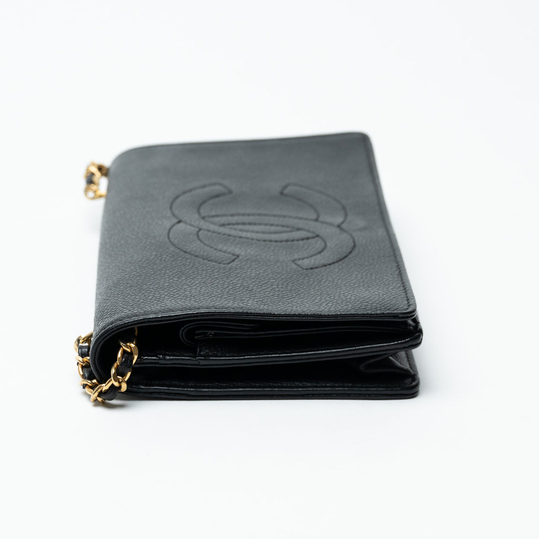 Pre-Loved Chanel™ Black Caviar Leather Vintage Wallet on Chain