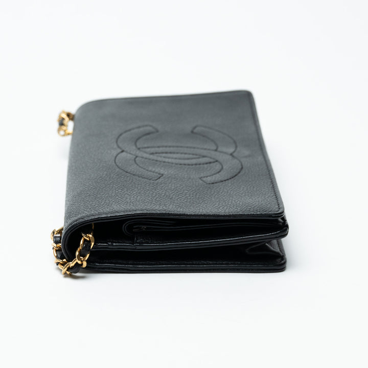 Pre-Loved Chanel™ Black Caviar Leather Vintage Wallet on Chain
