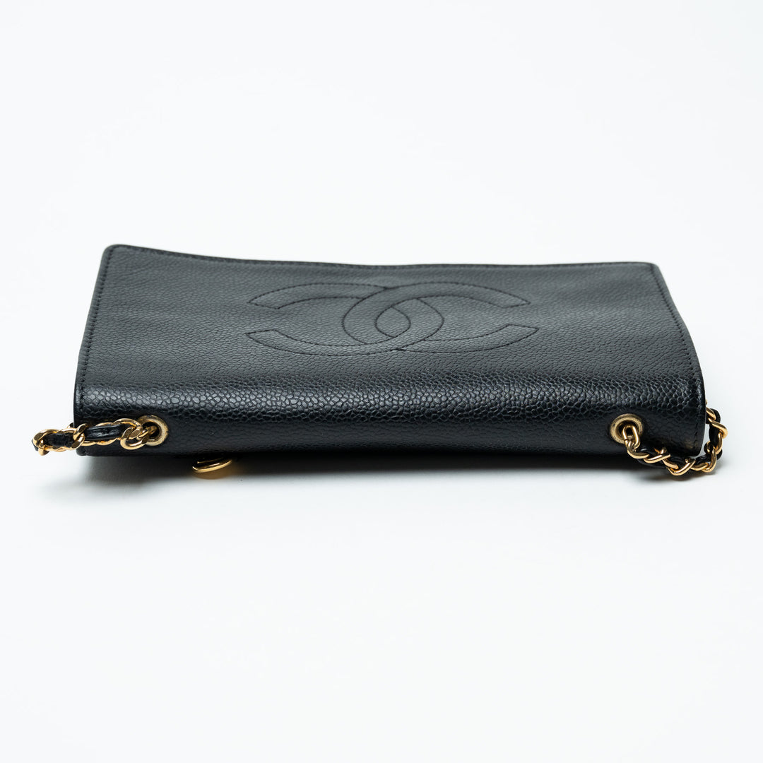 Pre-Loved Chanel™ Black Caviar Leather Vintage Wallet on Chain