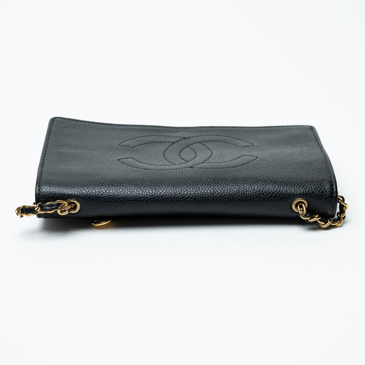 Pre-Loved Chanel™ Black Caviar Leather Vintage Wallet on Chain