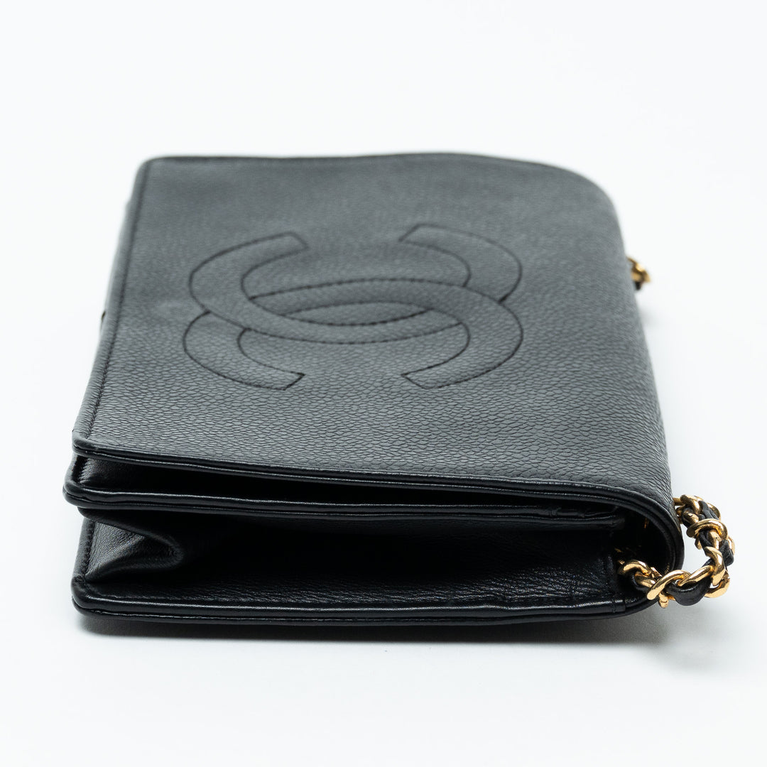 Pre-Loved Chanel™ Black Caviar Leather Vintage Wallet on Chain