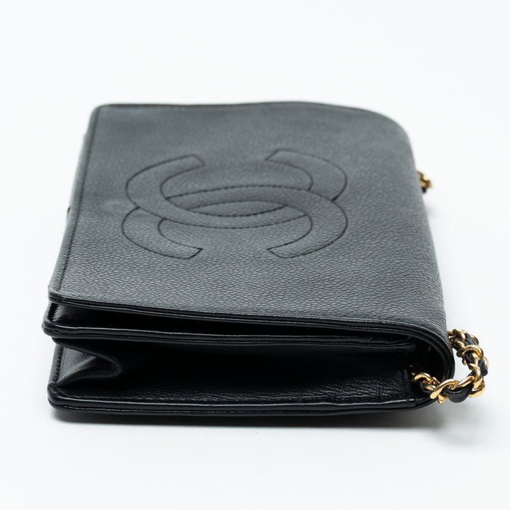 Pre-Loved Chanel™ Black Caviar Leather Vintage Wallet on Chain