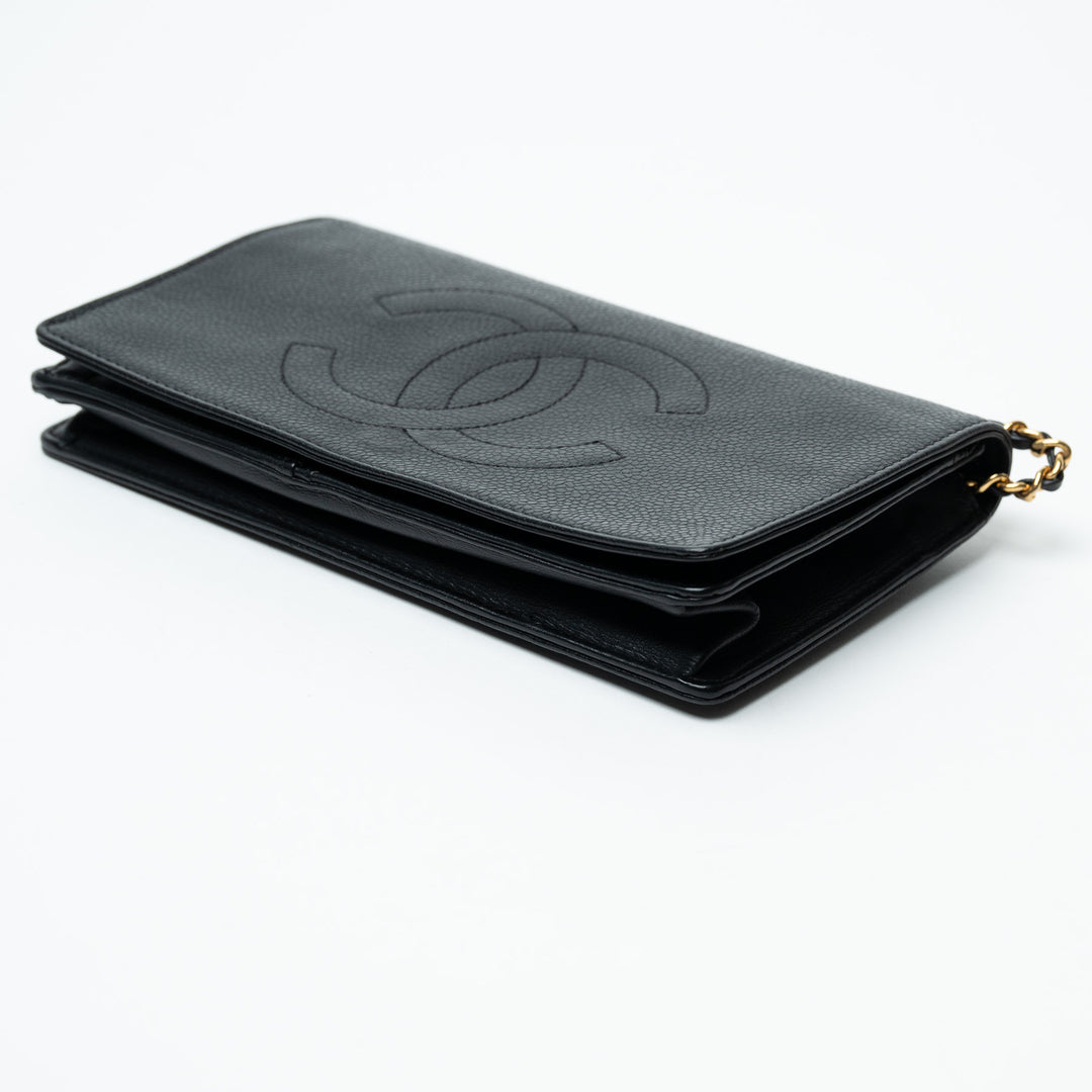 Pre-Loved Chanel™ Black Caviar Leather Vintage Wallet on Chain