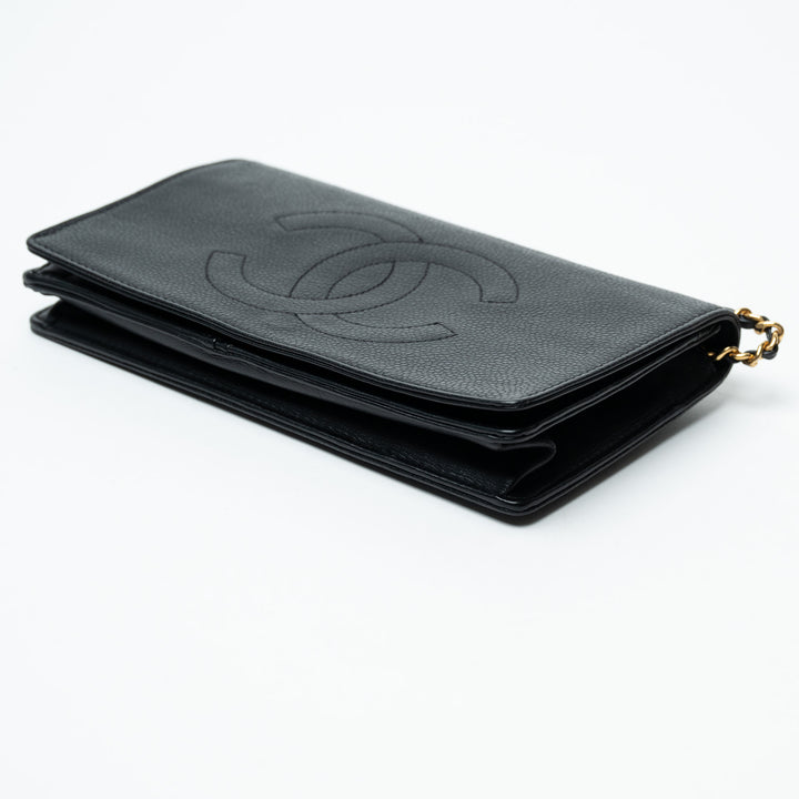 Pre-Loved Chanel™ Black Caviar Leather Vintage Wallet on Chain