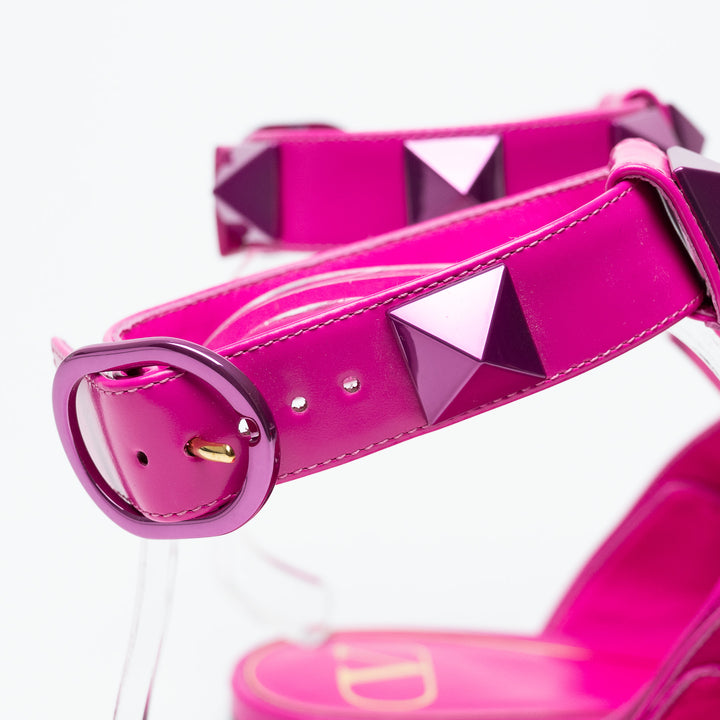 Valentino Pink Roman Stud Pointed Toe Flats Size 38