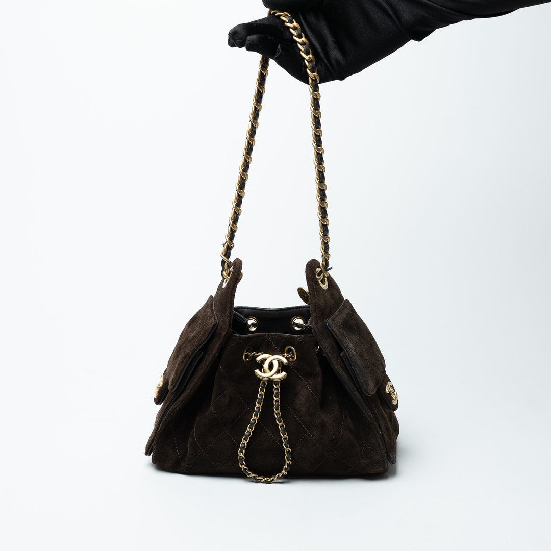 Pre-Loved Chanel™ Brown Suede Mini 25 Hobo Bag