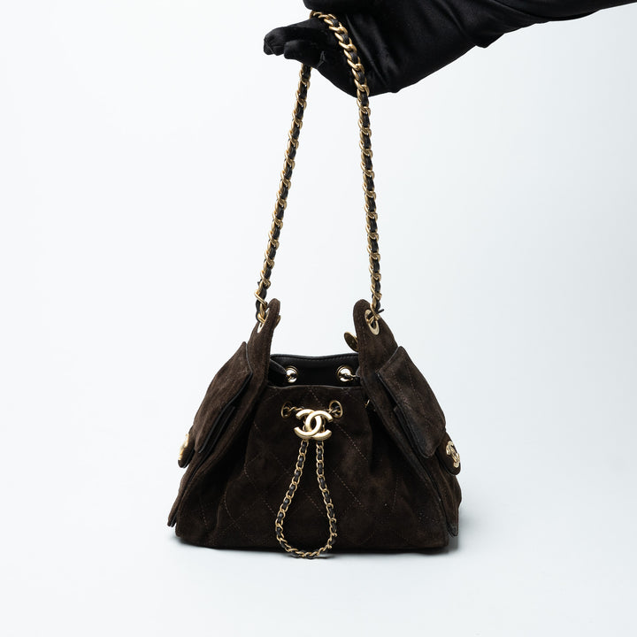 Pre-Loved Chanel™ Brown Suede Mini 25 Hobo Bag
