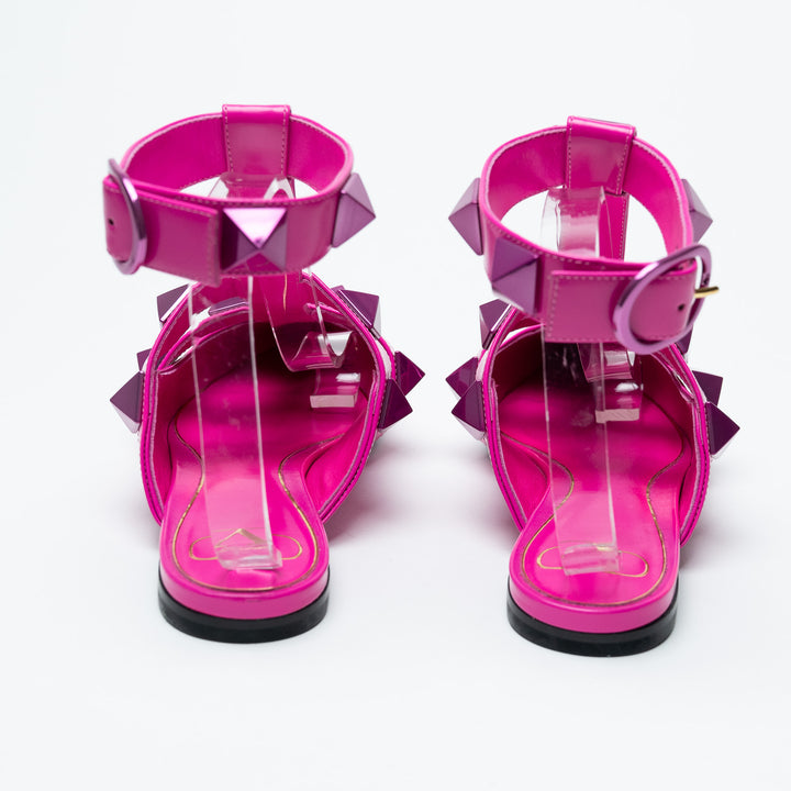 Valentino Pink Roman Stud Pointed Toe Flats Size 38