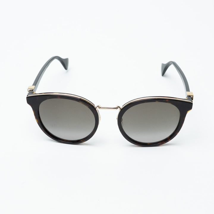 Gucci Tortoise Round Frame Sunglasses with Gold-Tone Accents