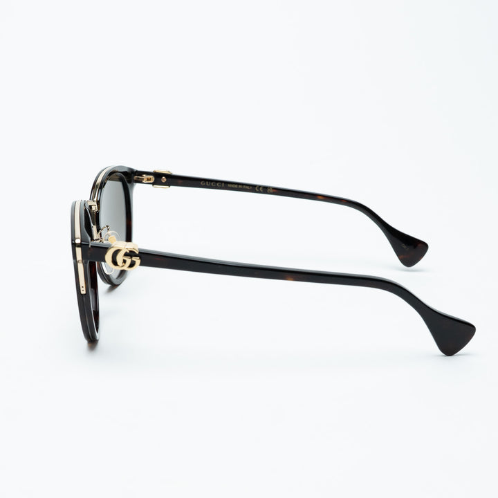 Gucci Tortoise Round Frame Sunglasses with Gold-Tone Accents
