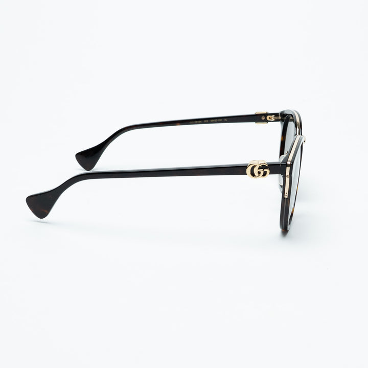 Gucci Tortoise Round Frame Sunglasses with Gold-Tone Accents