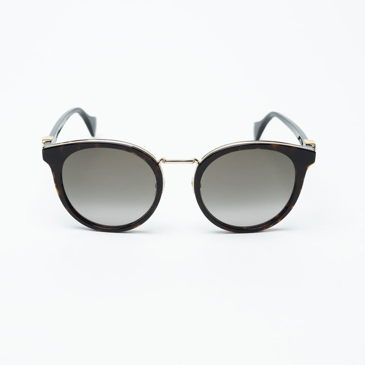 Gucci Tortoise Round Frame Sunglasses with Gold-Tone Accents