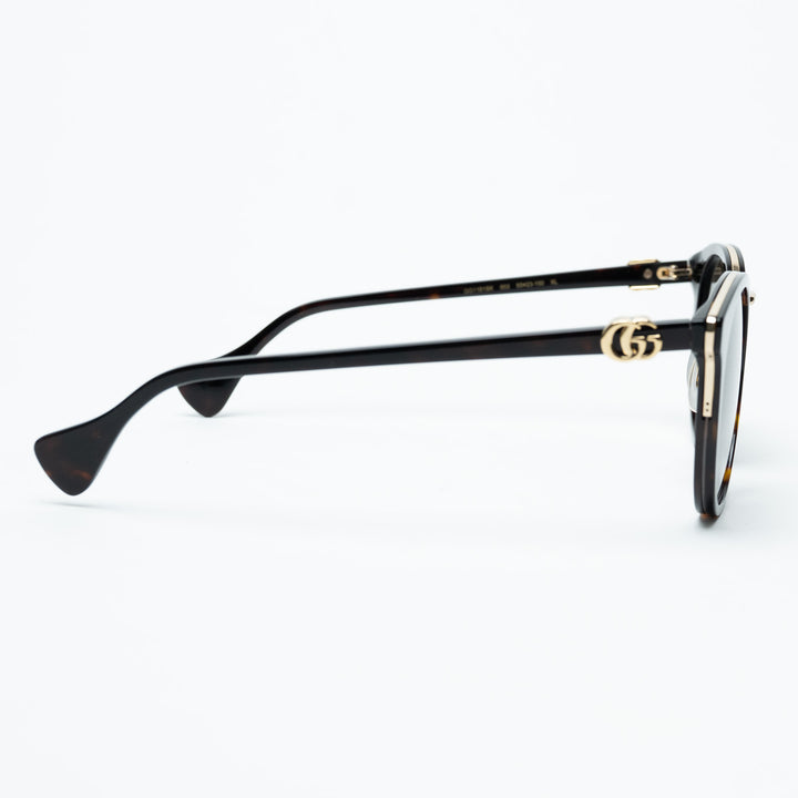 Gucci Tortoise Round Frame Sunglasses with Gold-Tone Accents