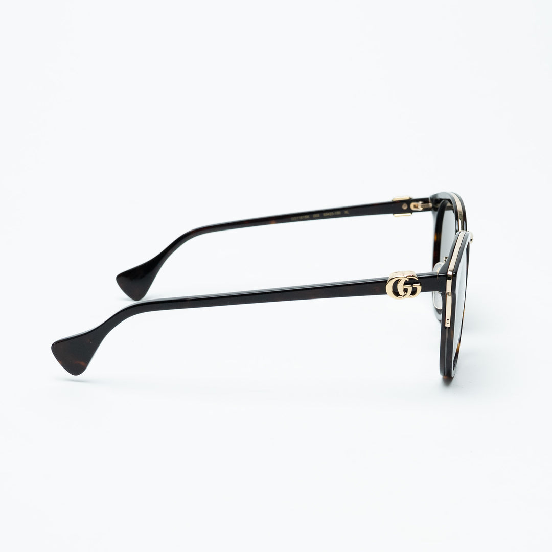 Gucci Tortoise Round Frame Sunglasses with Gold-Tone Accents