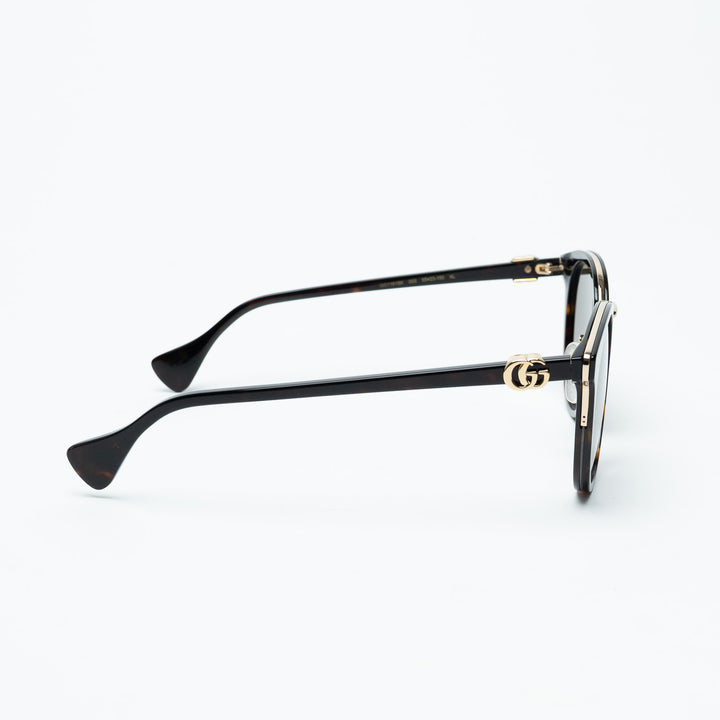 Gucci Tortoise Round Frame Sunglasses with Gold-Tone Accents