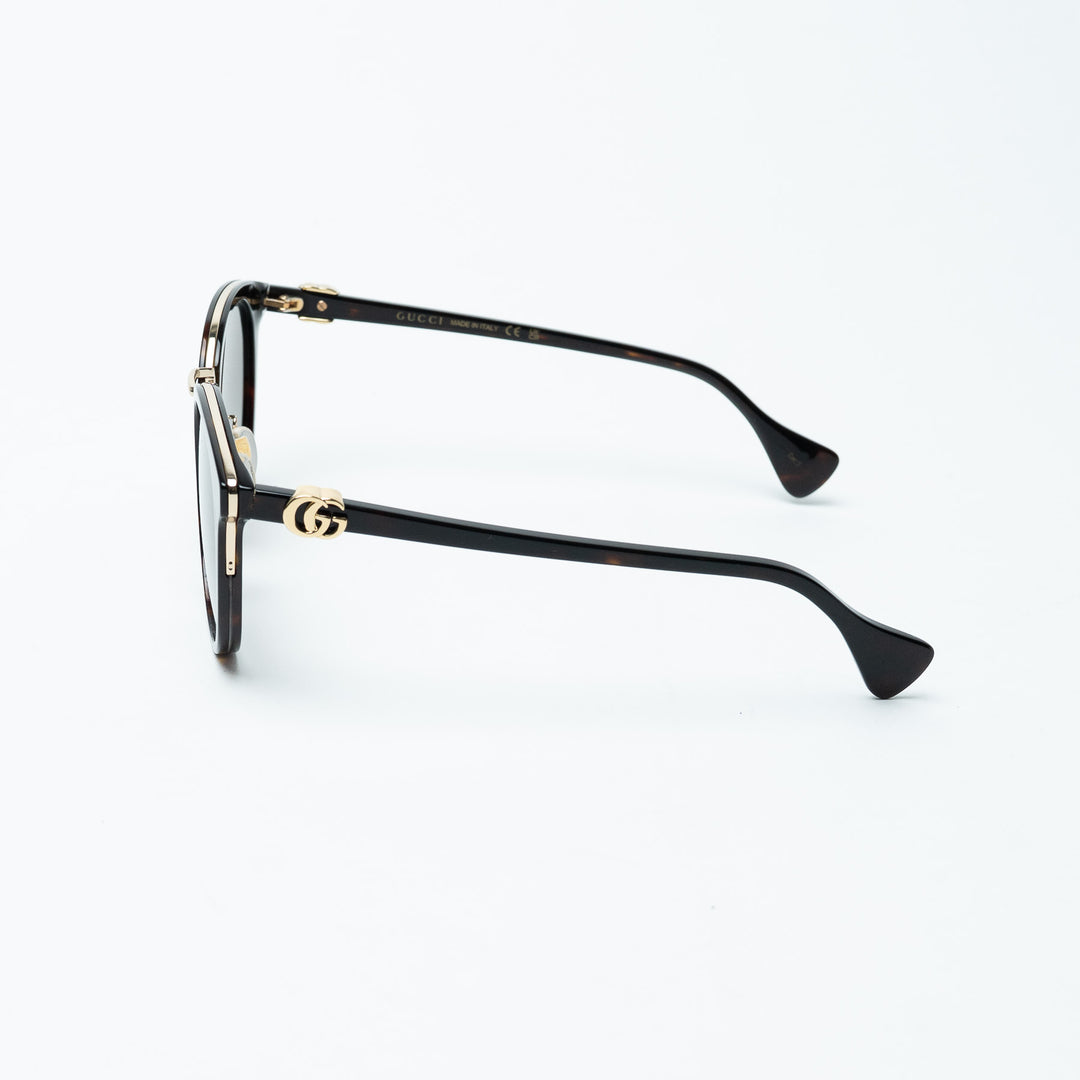 Gucci Tortoise Round Frame Sunglasses with Gold-Tone Accents