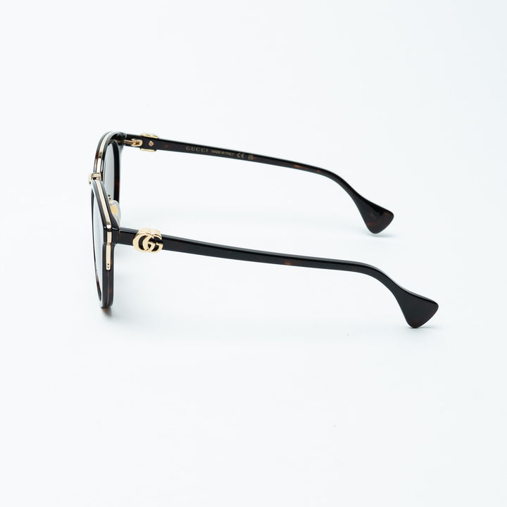 Gucci Tortoise Round Frame Sunglasses with Gold-Tone Accents