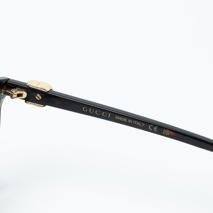 Gucci Tortoise Round Frame Sunglasses with Gold-Tone Accents