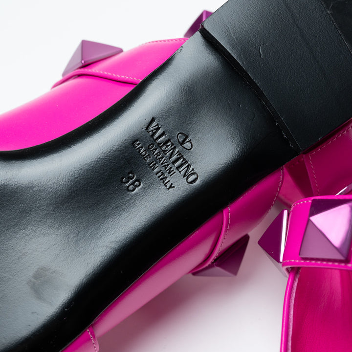 Valentino Pink Roman Stud Pointed Toe Flats Size 38
