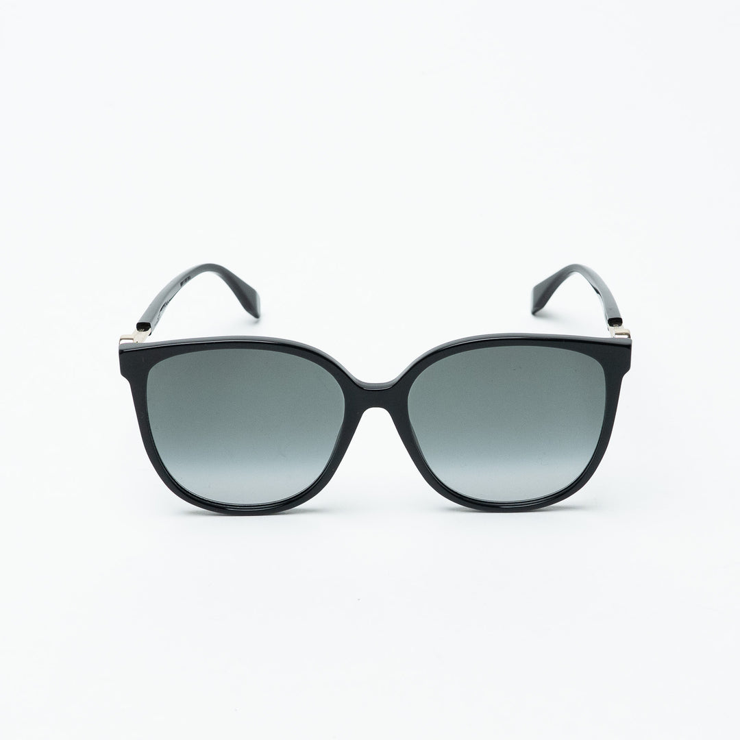 Fendi Black Cat Eye Thin Frame Sunglasses with Gold Logo