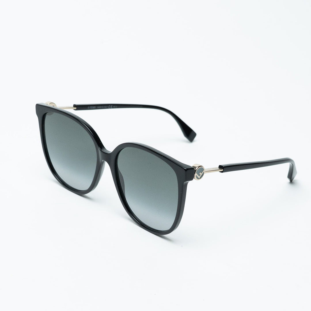 Fendi Black Cat Eye Thin Frame Sunglasses with Gold Logo