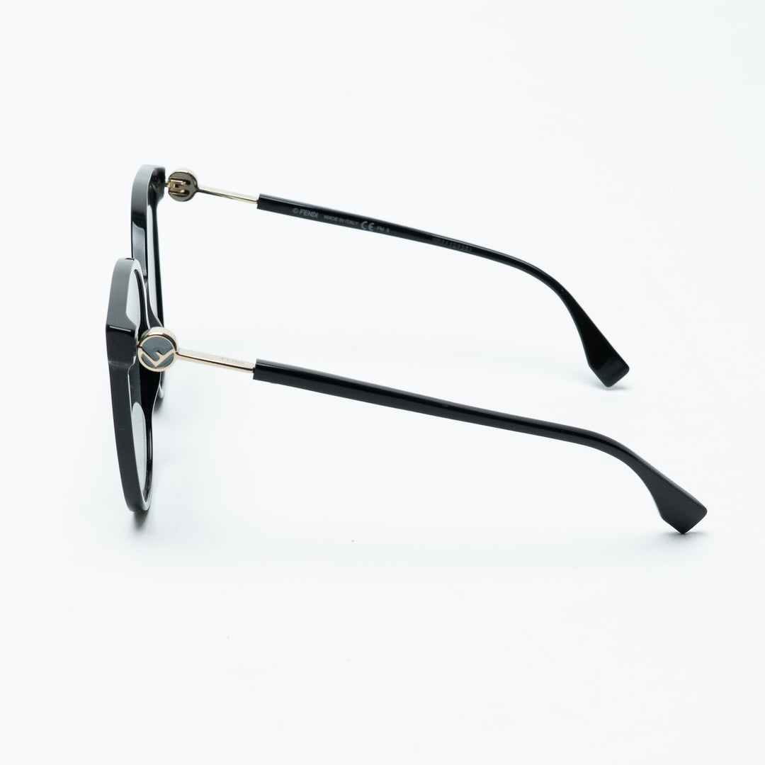 Fendi Black Cat Eye Thin Frame Sunglasses with Gold Logo