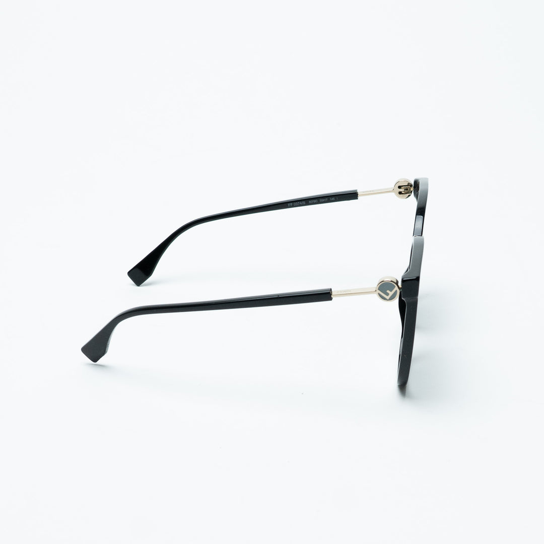 Fendi Black Cat Eye Thin Frame Sunglasses with Gold Logo