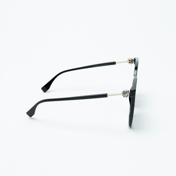 Fendi Black Cat Eye Thin Frame Sunglasses with Gold Logo