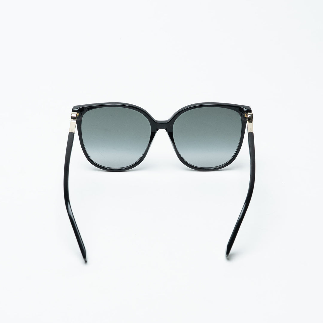 Fendi Black Cat Eye Thin Frame Sunglasses with Gold Logo