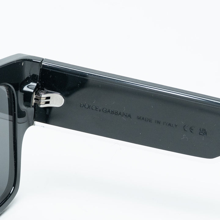 Dolce & Gabbana Black Rectangle Sunglasses with White Logo