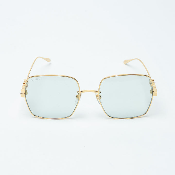 Gucci Gold-Tone Square Frame Wire Sunglasses with Logo