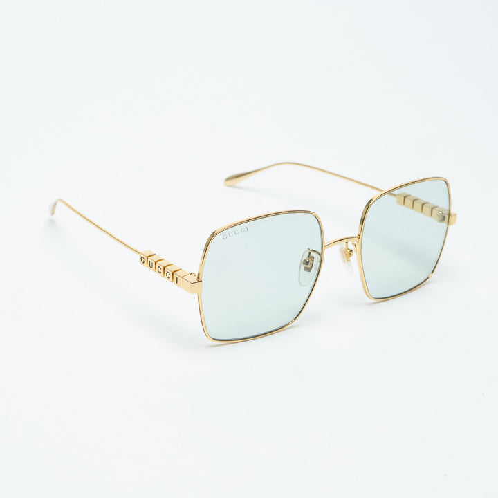 Gucci Gold-Tone Square Frame Wire Sunglasses with Logo
