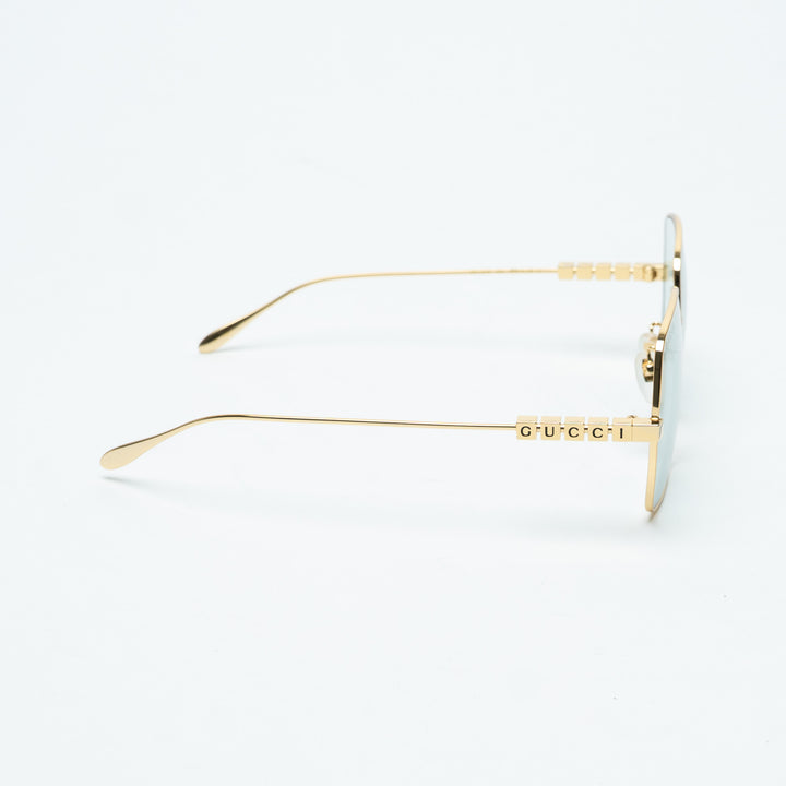 Gucci Gold-Tone Square Frame Wire Sunglasses with Logo
