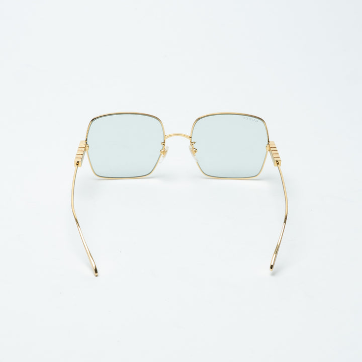 Gucci Gold-Tone Square Frame Wire Sunglasses with Logo