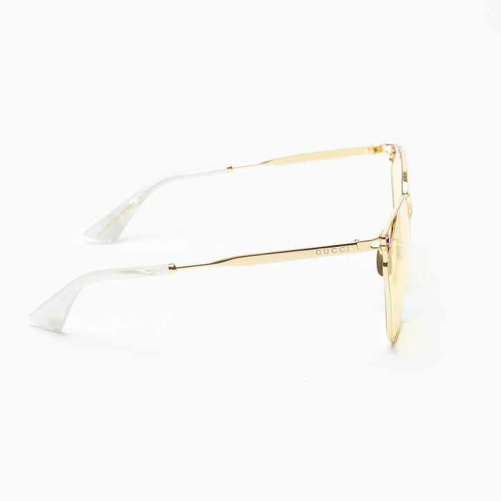 Gucci Gold-Tone Cat Eye Sunglasses with Yellow Tinted Lenses