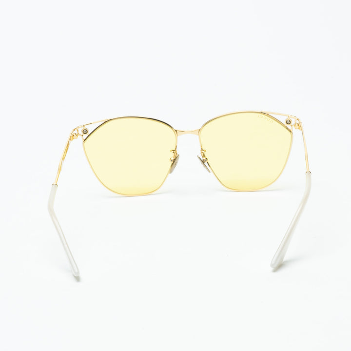 Gucci Gold-Tone Cat Eye Sunglasses with Yellow Tinted Lenses