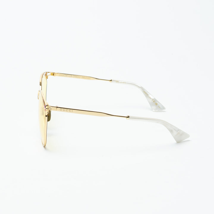 Gucci Gold-Tone Cat Eye Sunglasses with Yellow Tinted Lenses