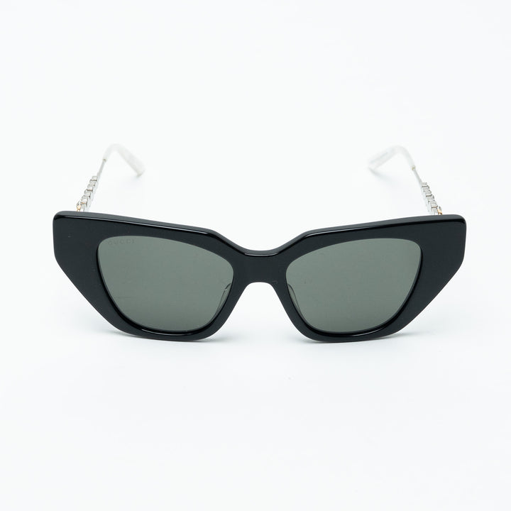 Gucci Black Bold Cat Eye Sunglasses with Crystal Embellished Arms