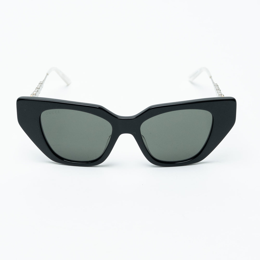 Gucci Black Bold Cat Eye Sunglasses with Crystal Embellished Arms