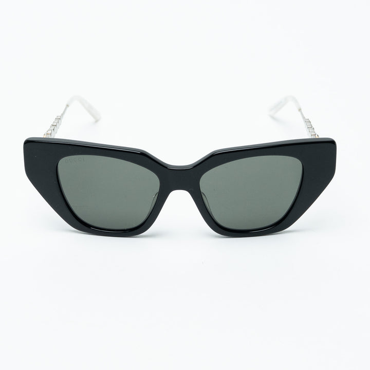 Gucci Black Bold Cat Eye Sunglasses with Crystal Embellished Arms