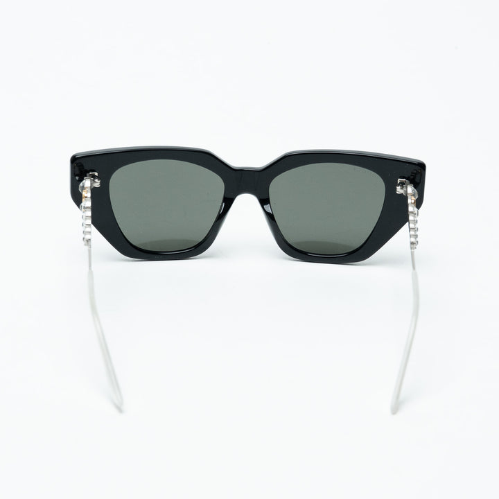 Gucci Black Bold Cat Eye Sunglasses with Crystal Embellished Arms