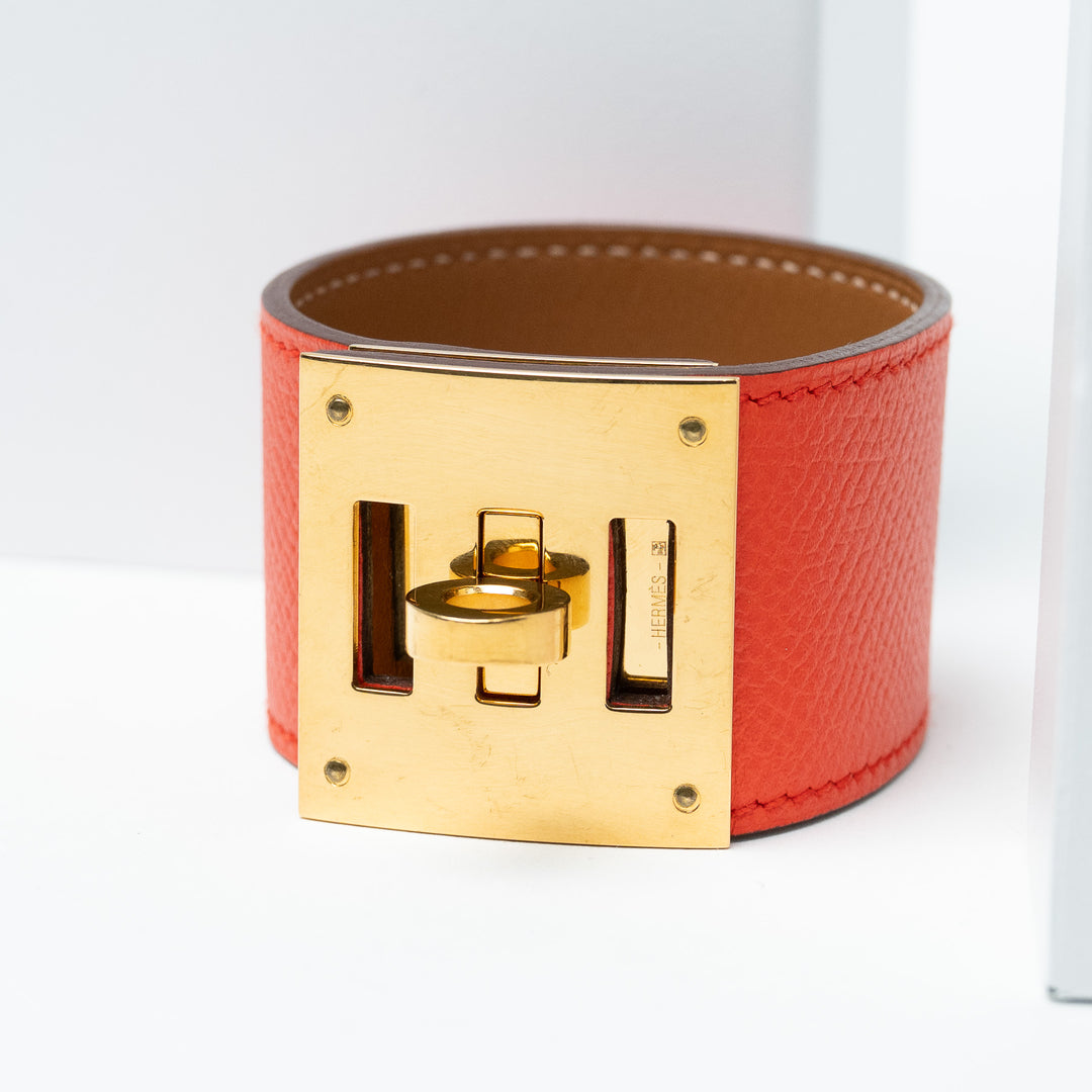 Hermes Dog Bracelet with Gold-Tone Kelly Turnlock