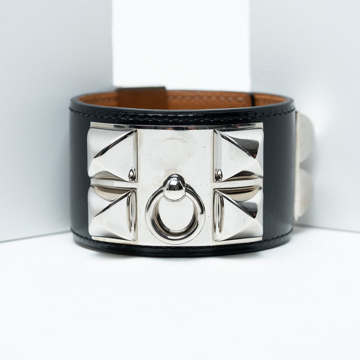 Hermes Black and Palladium Collier De Chien Bracelet